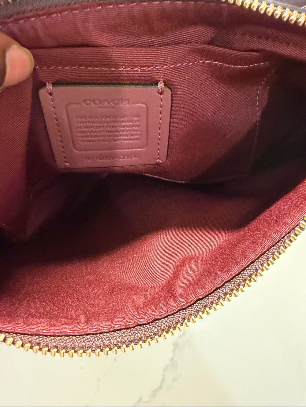Coach burgundy Signature Crescent Shoulder Bag with Gold Hardware - Picture 4 of 10